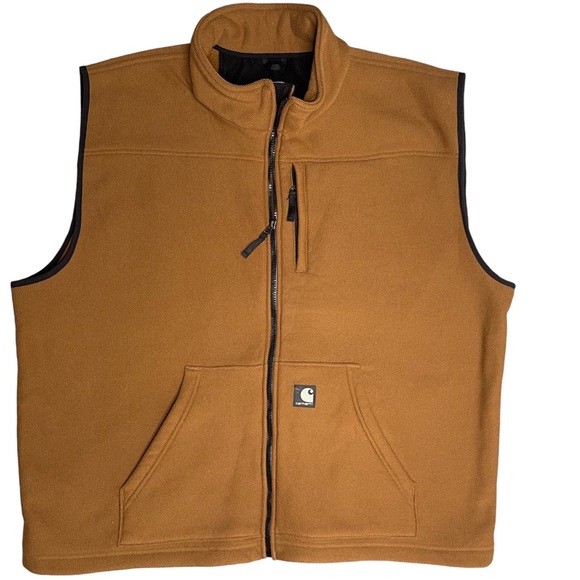 Carhartt Vest Mens Medium Brown Full Zip Fleece Workwear - Picture 1 of 8